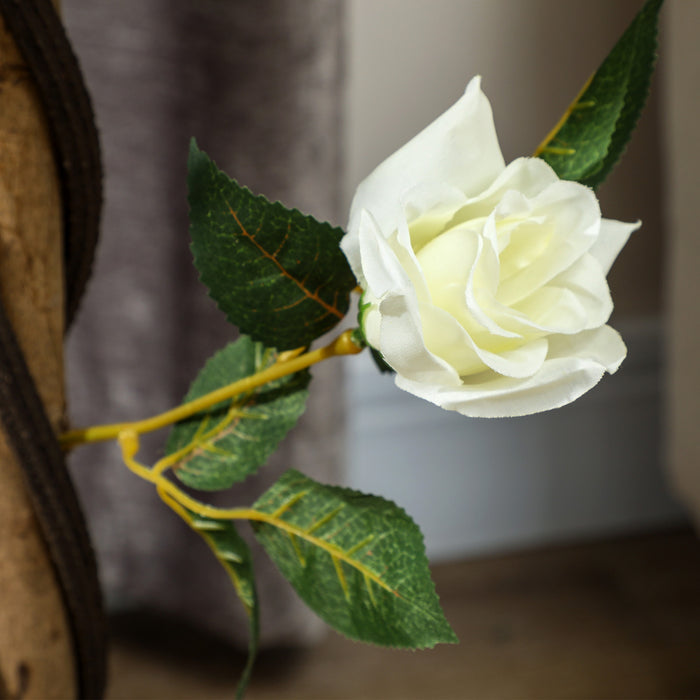 Outsunny Artificial Rose Tree Set of 2 with Realistic Flowers, White