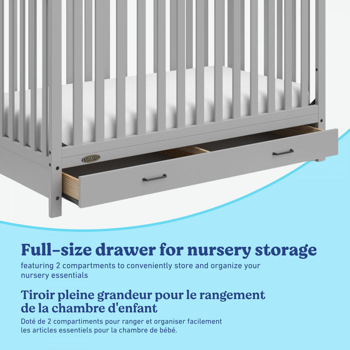 Graco Benton 5-in-1 Convertible Crib with Drawer - Pebble Gray