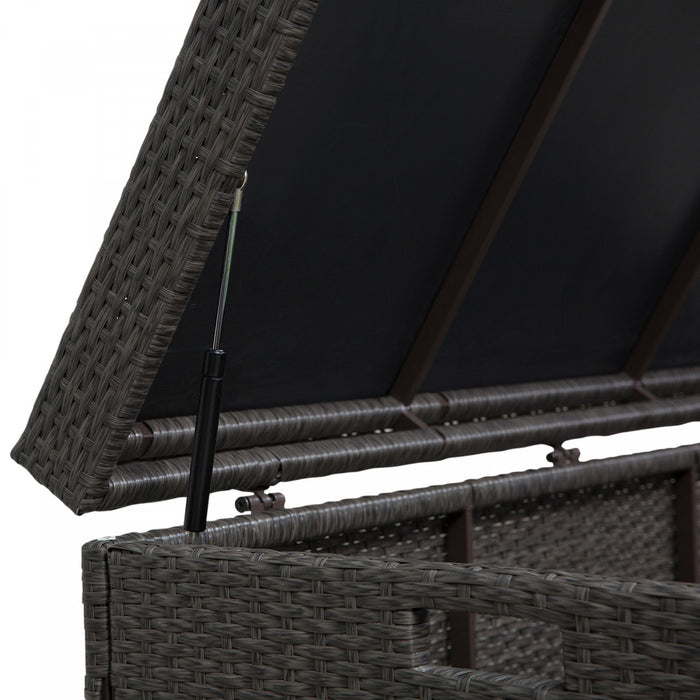 Outsunny Wicker Deck Box, 118 Gallon Pe Rattan Storage Box, Grey