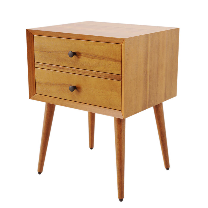 Emma Mid-Century Modern Nightstand with 2 Drawers,Natural