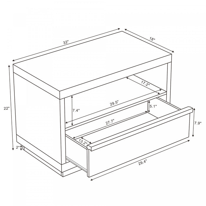 Navis Contemporary 32\" Nightstand in Whitewashed Oak (1-Drawer)