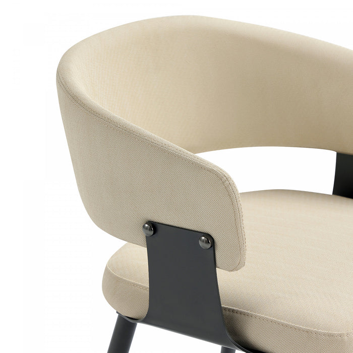 Luce Modern Metal Textured Vegan Leather Dining Chair in Sand