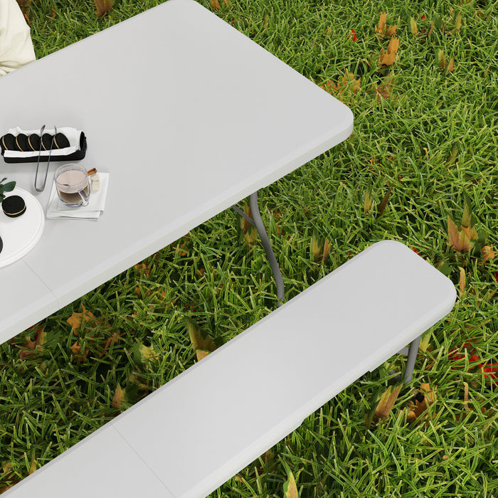 Outsunny 6ft 3-piece Folding Picnic Table With 2 Benches, White