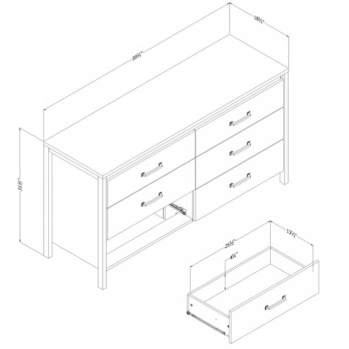 Gravity 6-drawer Dresser - Pure White 