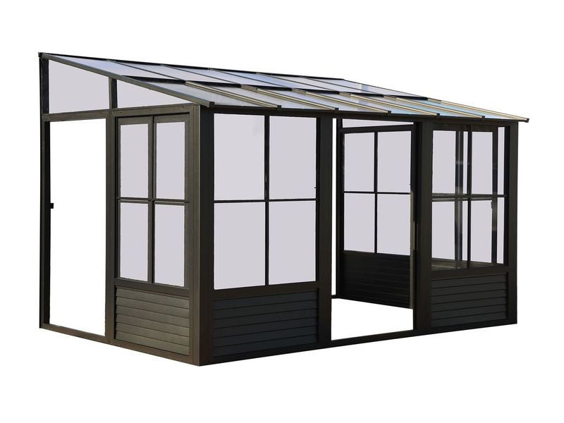 Florence - Wall Mounted Solarium 8x12 Polycarbonate Roof In Black
