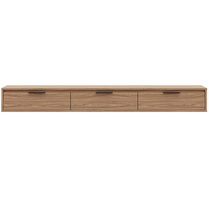 Nordika Slim 72\" Wall-Mounted TV Stand with 3 Storage Cabinets - Light Walnut