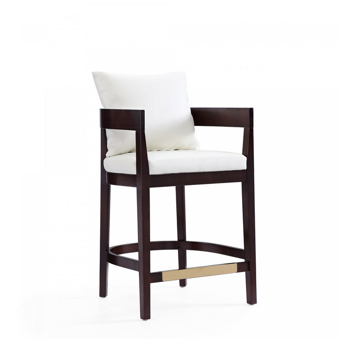 Ritz Mid-Century Modern Wood Upholstered Counter Stool in Ivory - Set of 2