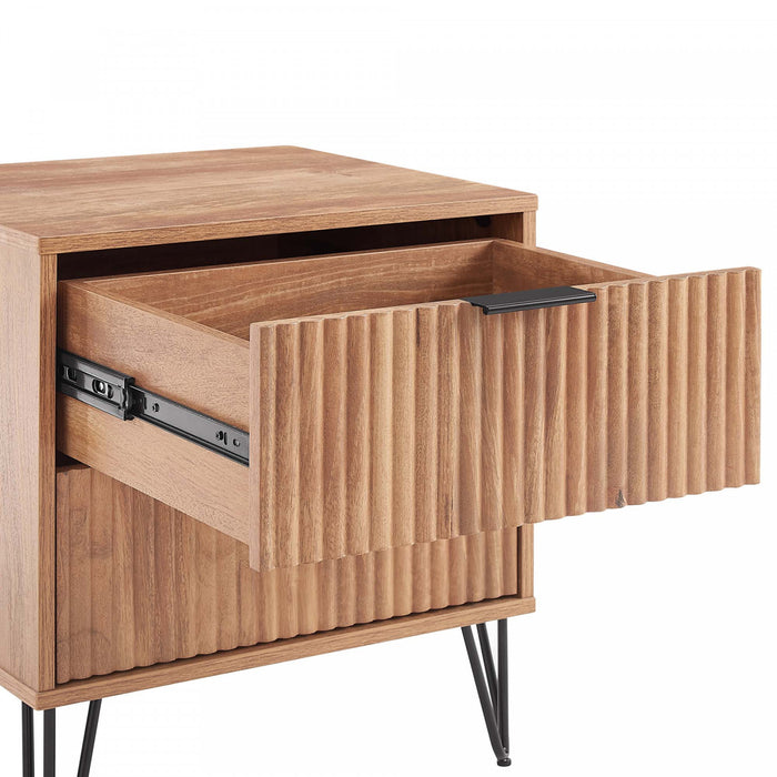 Dumbo Modern 20\" Fluted Nightstand in Golden Brown (2-Drawer) - Set of 2