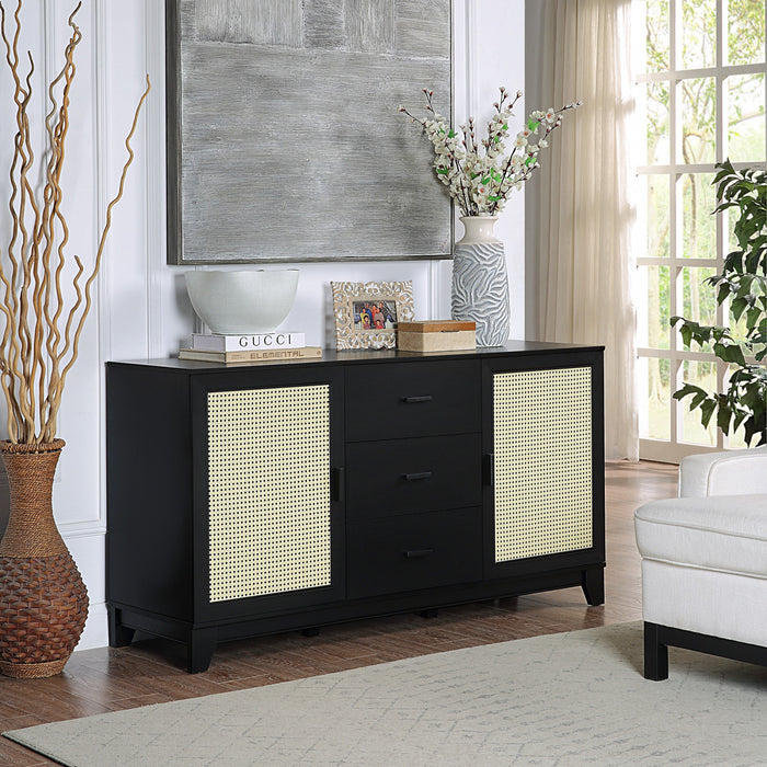 Sheridan Mid-Century Modern 4-Piece Living Room Set in Black