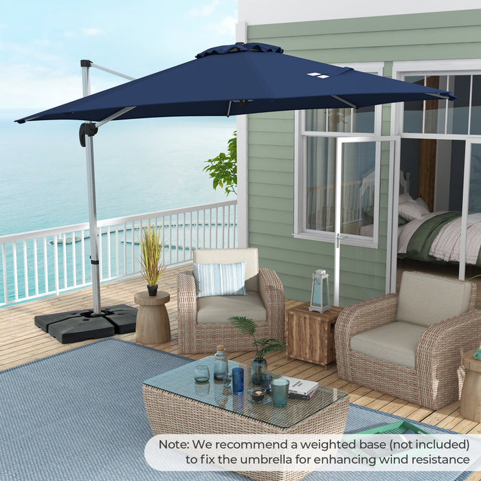 Costway 11 FT Outdoor Patio Umbrella, Round Cantilever Umbrella w/ 360° Rotation Navy