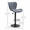 HOMCOM Bar Stools Set of 2 Adjustable Height Swivel Bar Chairs with Back