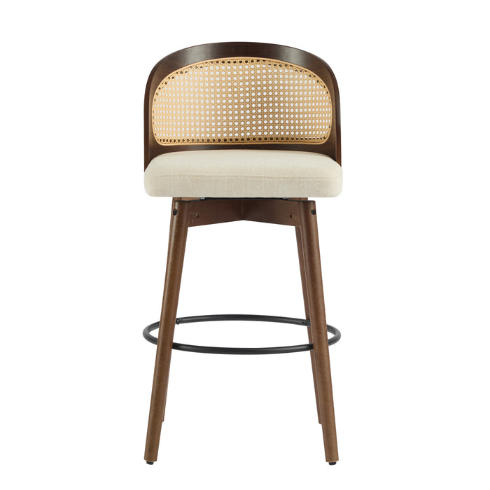 Calvin Indoor Counter Height Swivel Bar Stool Set of 4 with Ergonomic Backrest,Walnut