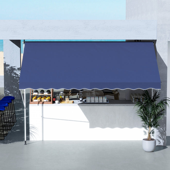 Outsunny 10x5ft Retractable Awning, Sun Shade Canopy Shelter, Navy Blue