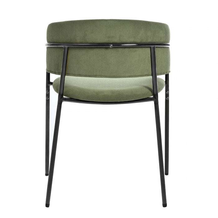 Ethan Set of 4 Modern Corduroy Upholstery Side Chair with Angled Legs and Adjustable Feet,Green Dining Chair