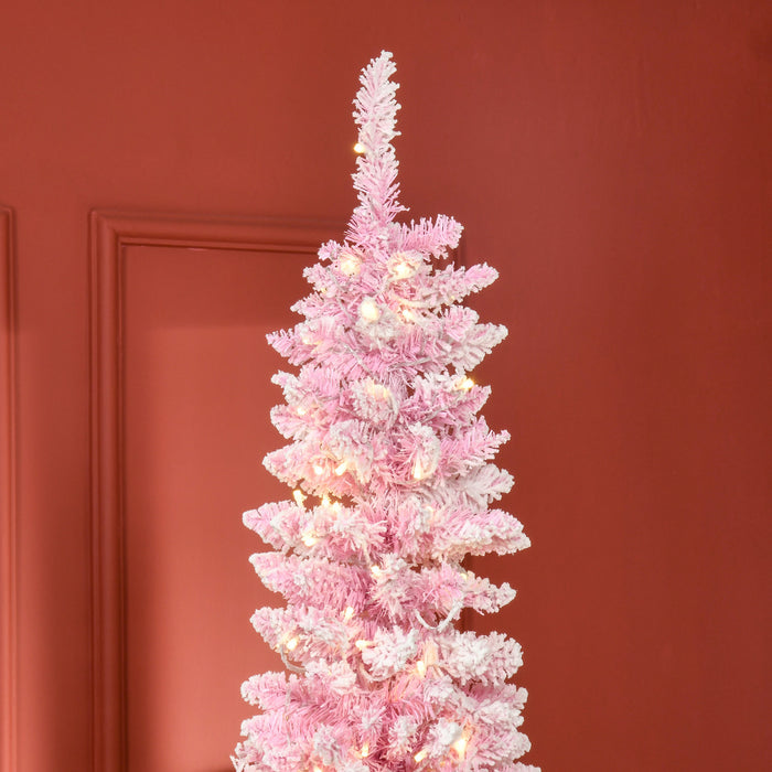 Homcom 7.5ft Snow Flocked Artificial Christmas Tree W/ Led Light