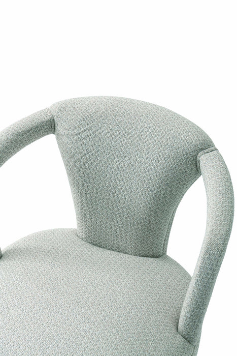 Palmer Mid-Century Modern Upholstered Tweed Armchair in Silver Lining Armoire