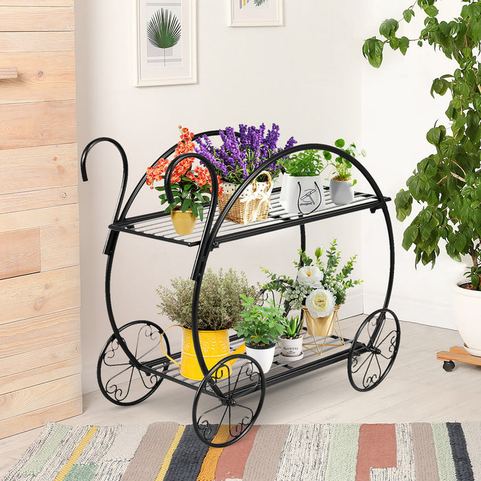 Costway Heavy Duty Metal Flower Cart Pot Rack Plant Display Stand Holder Decor