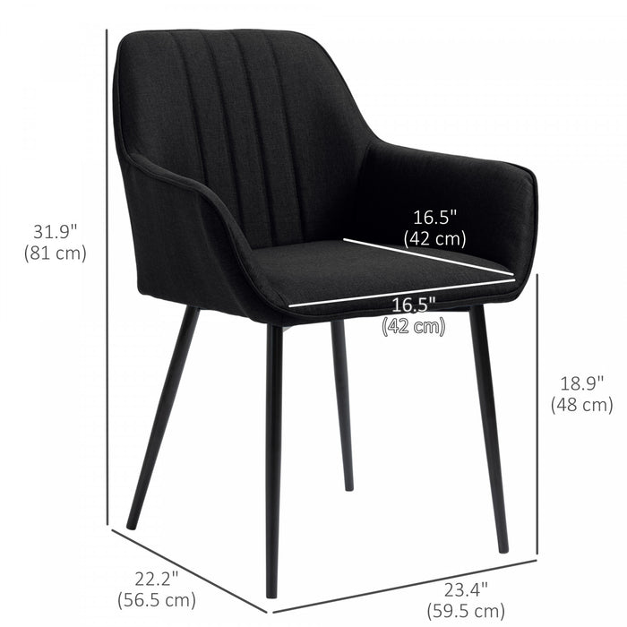 HOMCOM Dining Chairs Set of 2, Upholstered Accent Chairs with Metal Legs