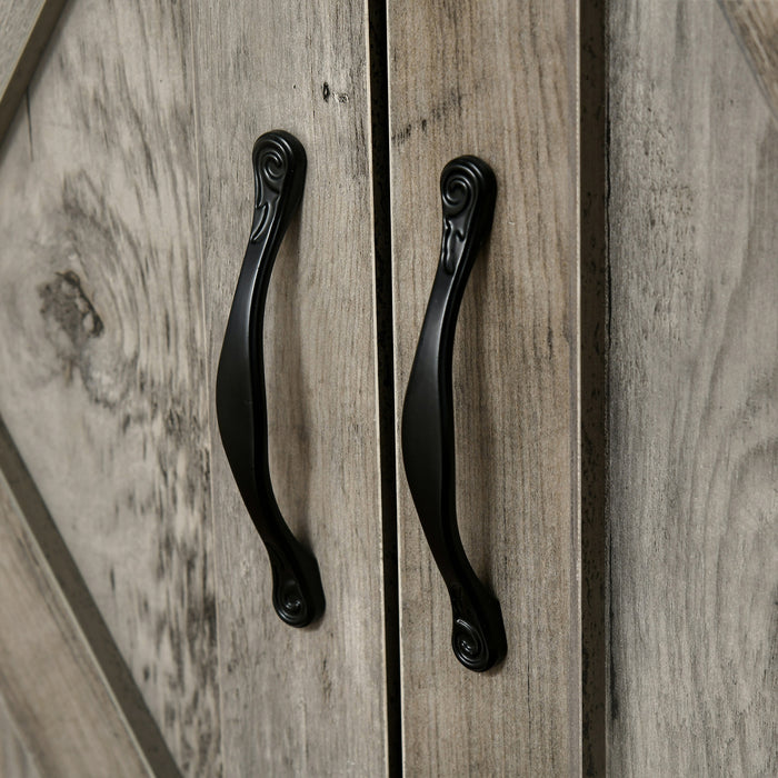 HOMCOM Farmhouse Sideboard, Buffet Cabinet with Barn Door, Ash Grey