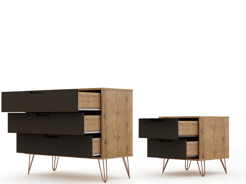 Rockefeller Mid-Century Modern 2-Piece Dresser Set in Gray