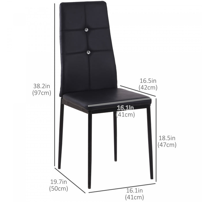 HOMCOM Dining Chairs Set of 4, Faux Leather Side Chairs with High Back