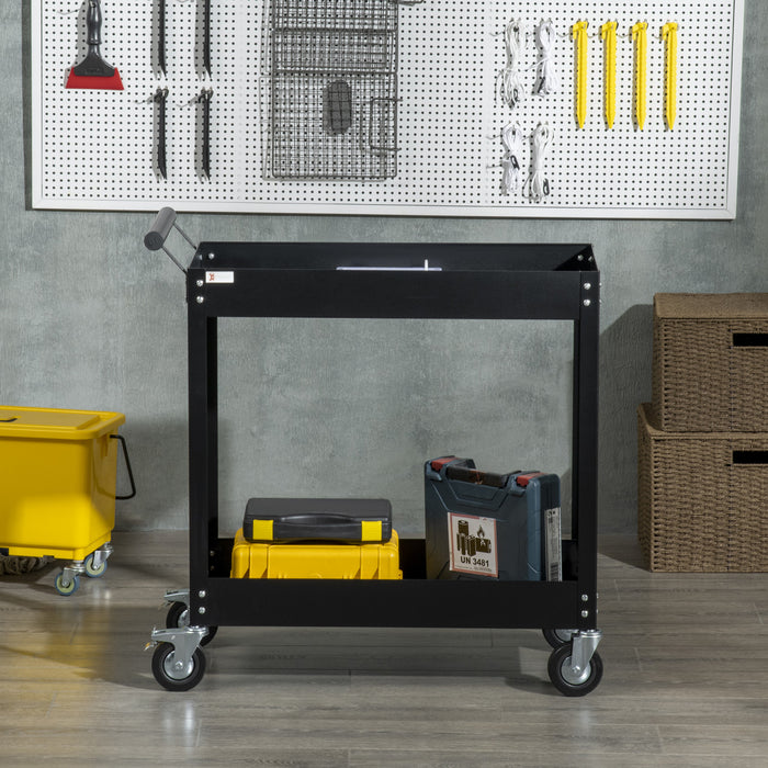 Durhand 2 Tier Rolling Tool Cart Steel Mobile Service Utility Cart