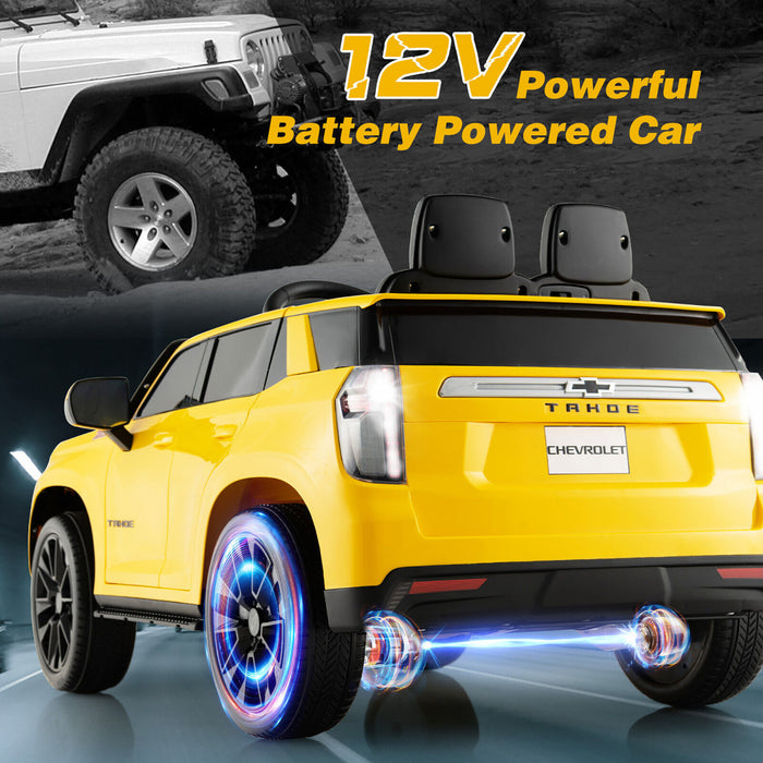 12v Kids Ride On Car Chevrolet Tahoe Electric Truck Suv Remote W/ Light & Music Yellow
