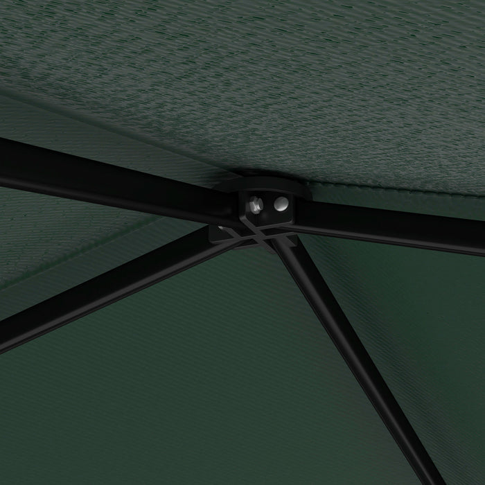 Outsuuny Retractable Awning With Angled Legs, Green And Black