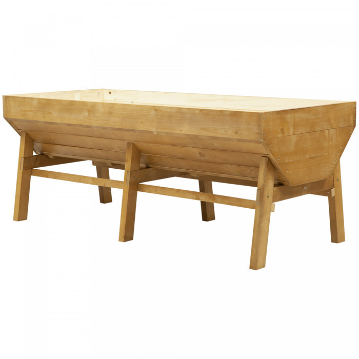 Outsunny 71'' X 32' X 28'' Wooden Raised Garden Bed, Planter Box With Non-woven Fabric, Free Standing Planting Container, Natural