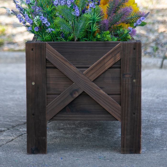 Outsunny 3.3 X 1.2 X 1.2 Ft Garden Raised Bed Planter Grow Containers For Outdoor Patio Plant Flower Vegetable Pot Fir Wood, Carbonized