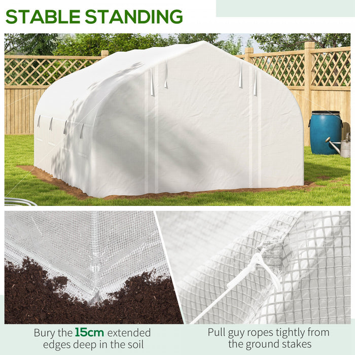 Outsunny 13 X 9.8ft Walk-in Polytunnel Greenhouse, Zipped Roll Up Sidewalls