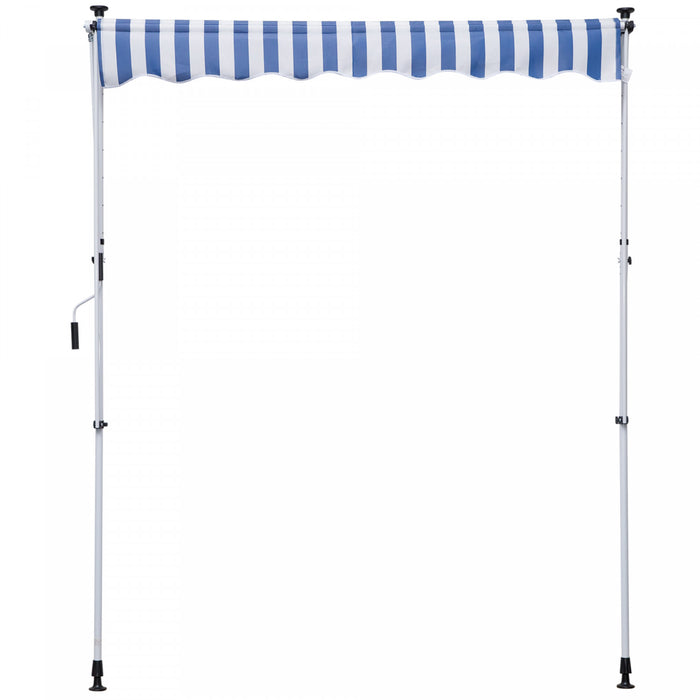 Outsunny 6.6'x5' Manual Retractable Patio Awning Window Door Sun Shade Deck Canopy Shelter Water Resistant Uv Protector Blue