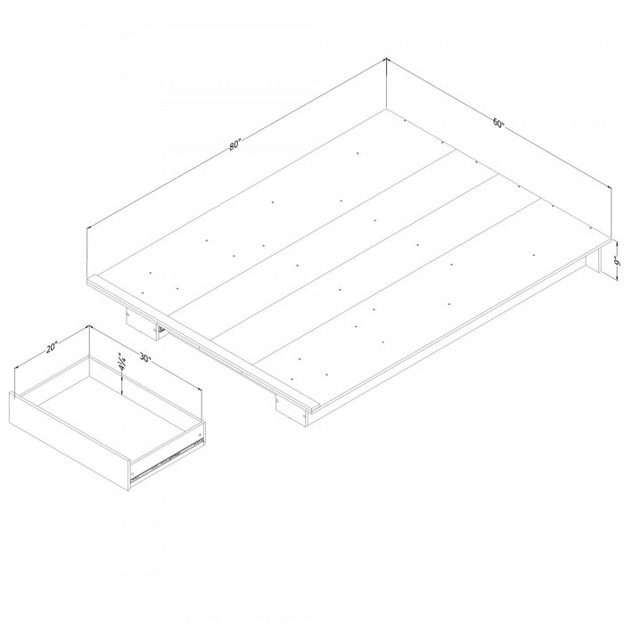 Holland Queen Platform Bed with Drawer - Pure White