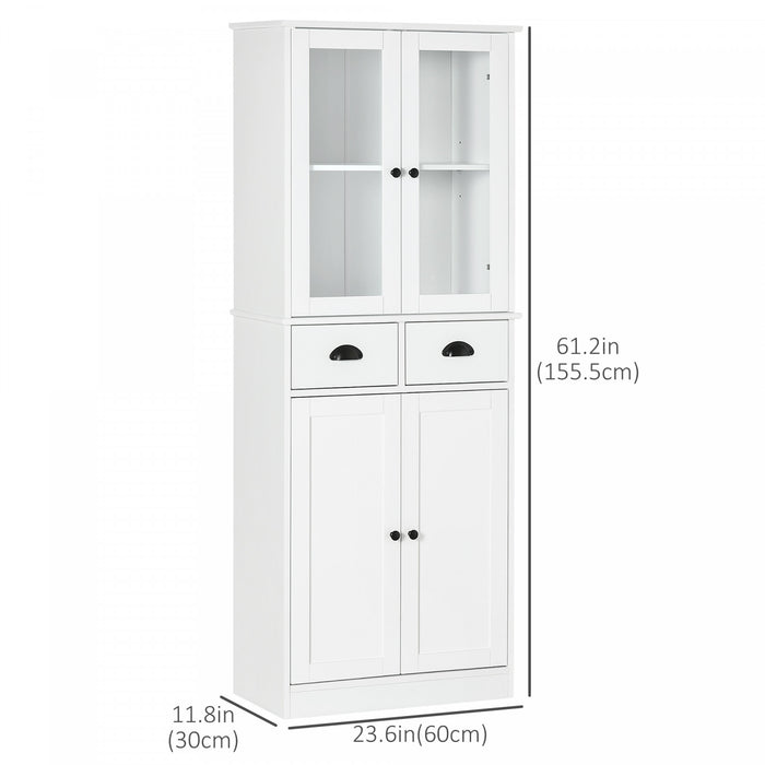 HOMCOM 61\" Kitchen Pantry Storage Cabinet w/ Shelves Soft Close Doors