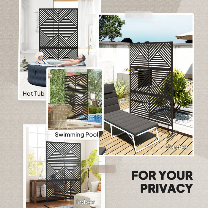 Outsunny Metal Outdoor Privacy Screen, Freestanding Outdoor Divider