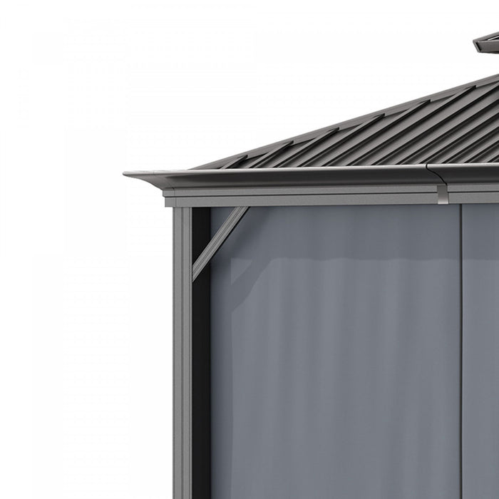 Outsunny 10' X 12' Outdoor Hardtop Gazebo With Galvanized Steel Canopy & Netting Sidewalls For Lawn, Backyard, Dark Grey