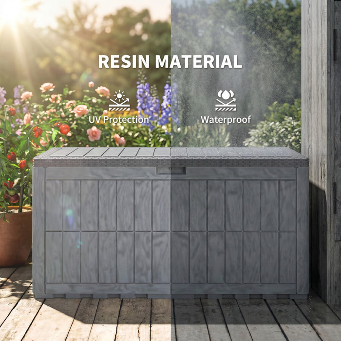 Outsunny 100 Gallon Resin Deck Box, Lockable Outdoor Storage Box
