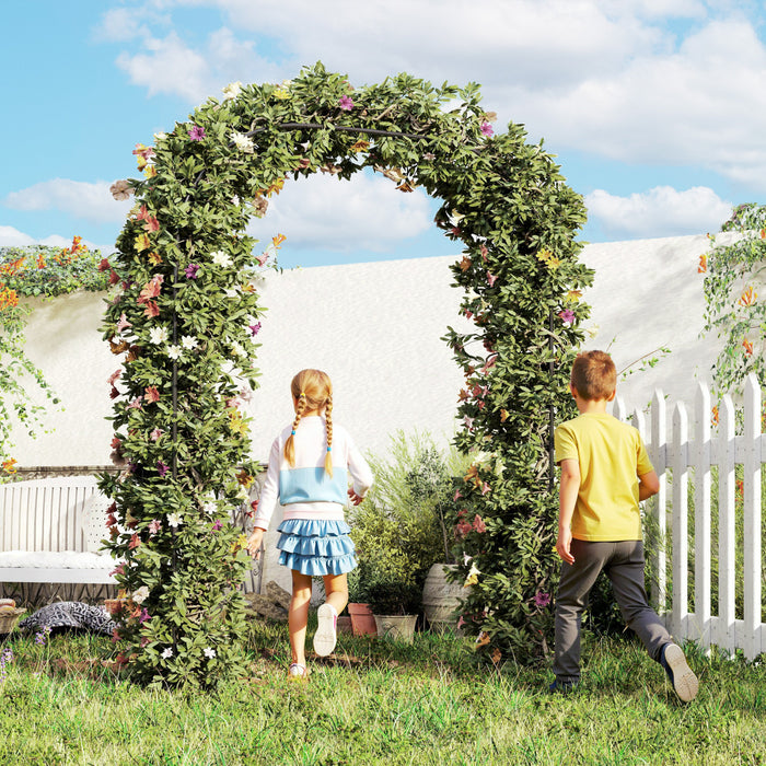 Outsunny 8ft Metal Garden Arch Trellis, Garden Arbor For Climbing Plants