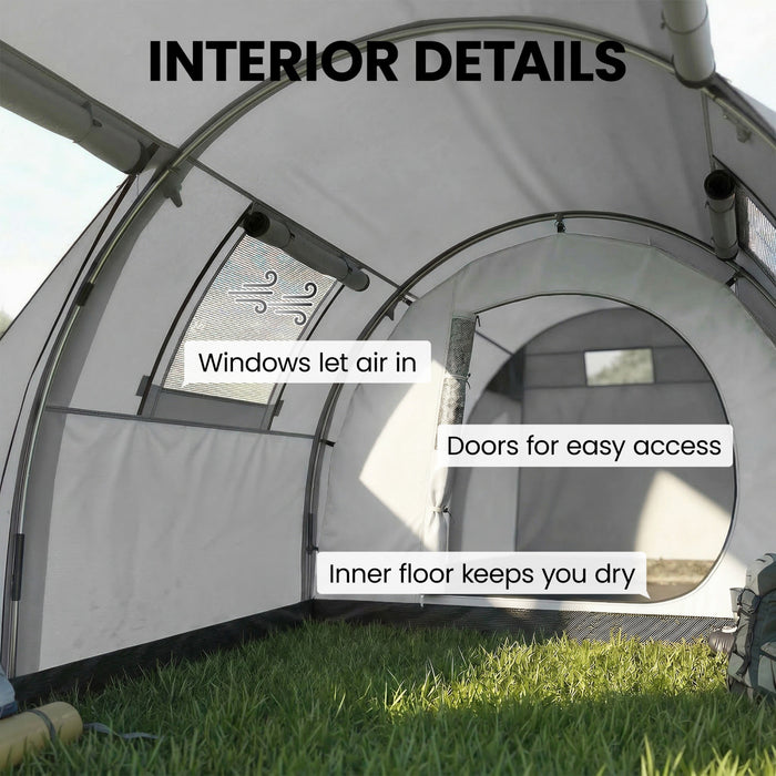 Outsunny 3-4 Person Camping Tent with 2 Rooms, Waterproof Family Tent