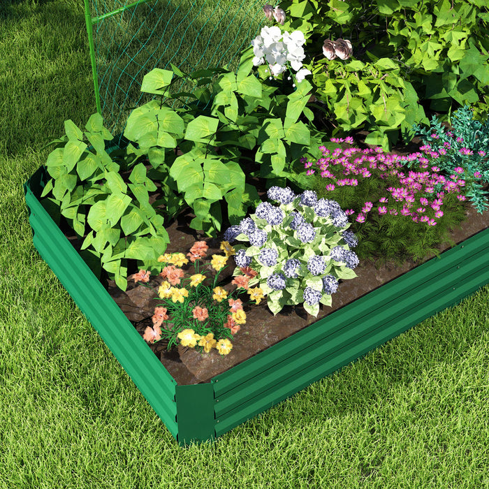 Outsunny Galvanized Raised Garden Bed Outdoor Planter Box with Trellis
