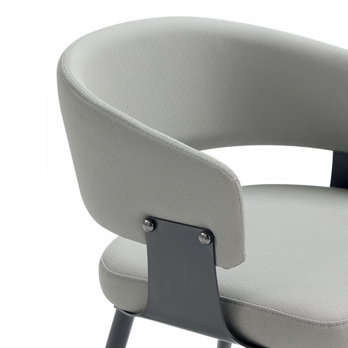 Luce Modern Metal Textured Vegan Leather Dining Chair in Stone Gray