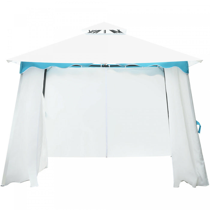 Costway 2 Tier 10'x10' Patio Gazebo Canopy Tent Steel Frame Shelter Awning W/ Side Walls