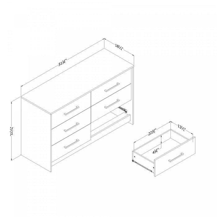 Londen 6-drawer Dresser - Winter Oak 