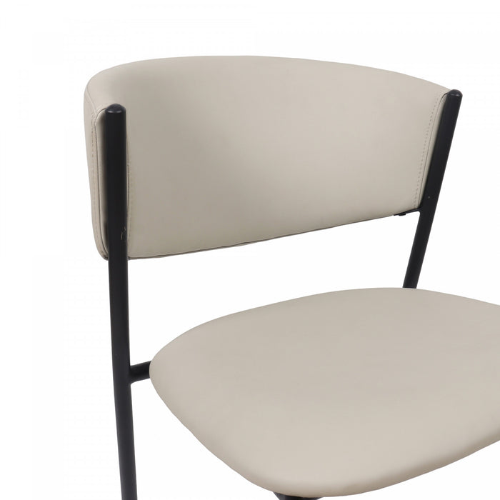 Drift Contemporary Modern Vegan Leather Metal Side Chair in Stone Gray - Set of 4