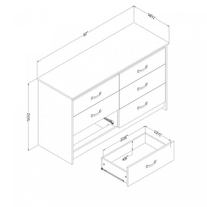 Tassio 6-Drawer Dresser Weathered Oak - South Shore