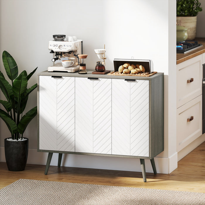 HOMCOM 36\" Sideboard, Buffet Cabinet with Adjustable Shelves, Grey