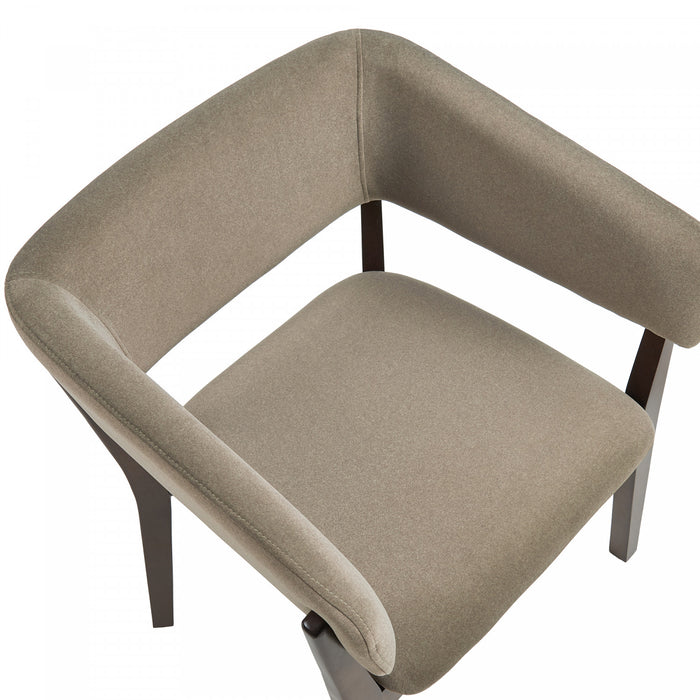 Blake Modern Faux Mohair Wood Armchair in Linen - Set of 4 Dining Chair