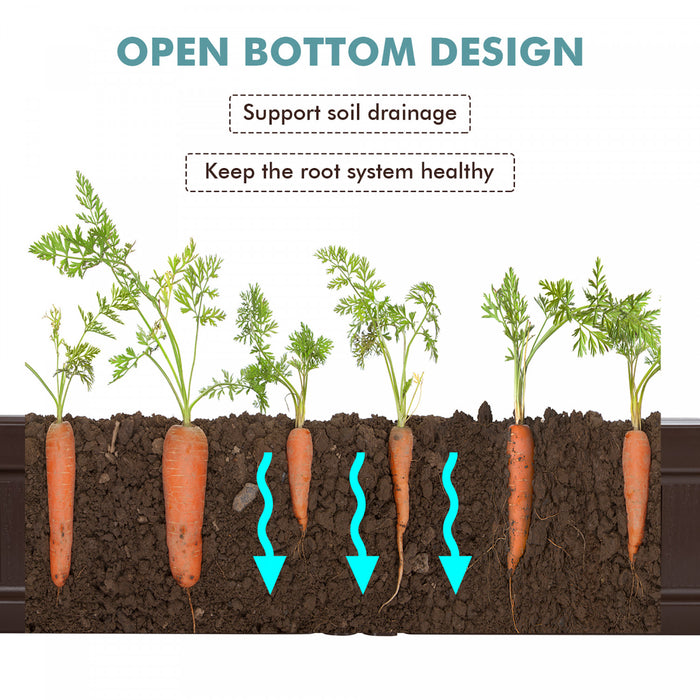 Costway Raised Garden Bed Kit Outdoor Planter Box Planting Flower Container Brown