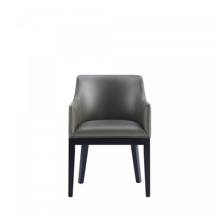Gansevoort Modern Wood Vegan Leather Armchair in Graphite - Set of 2