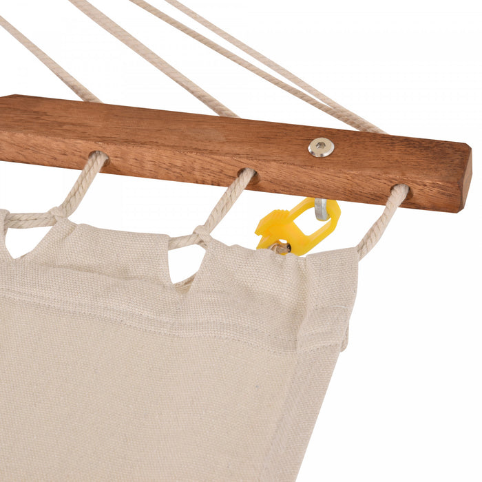 2 Person Wood Swing Arc Hammock Bed And Stand Set W/ Canopy White/teak